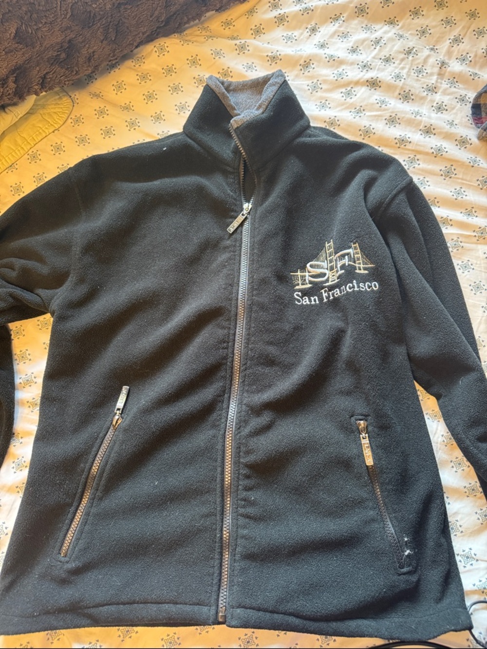 San Francisco Graphic Lanza Black Fleece Jacket Men Small